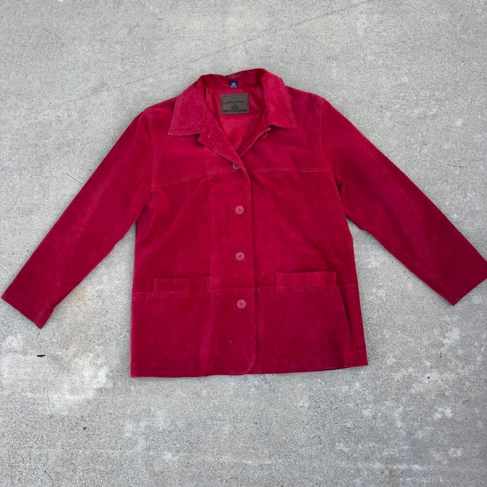 Vintage red suede button up
